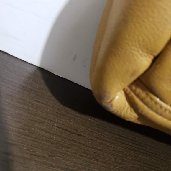 Vtg Eberle Yellow Dark Red Leather Shoulder Bag - Picture 11 of 16